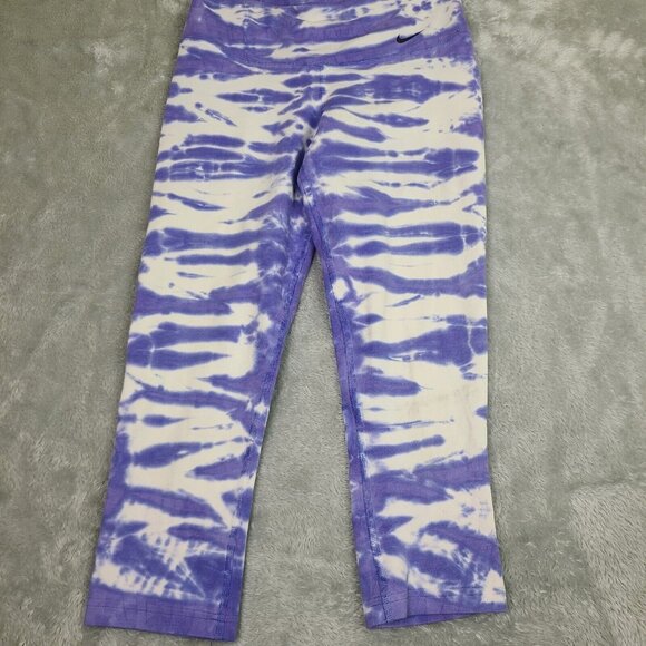 Nike Dri Fit Leggings Purp & White Tie Dye Compression Pants Yoga Women's Sz XS - Picture 1 of 6